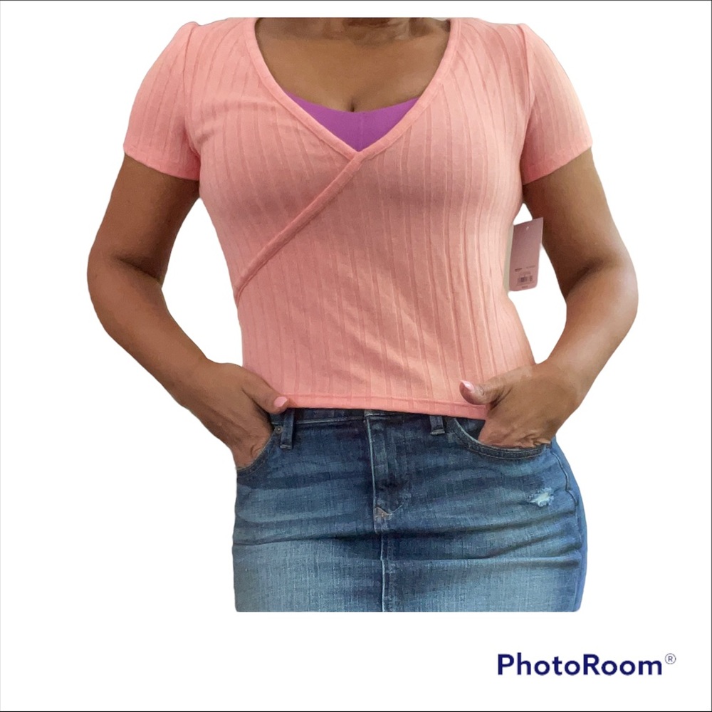 SO® Faux Side Wrap Coral Top - Size Medium _ - New with Tags